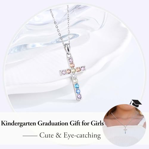 Cross Necklace for Little Girls Catholic Christian Religious Gifts - color: Kindergarten Graduation