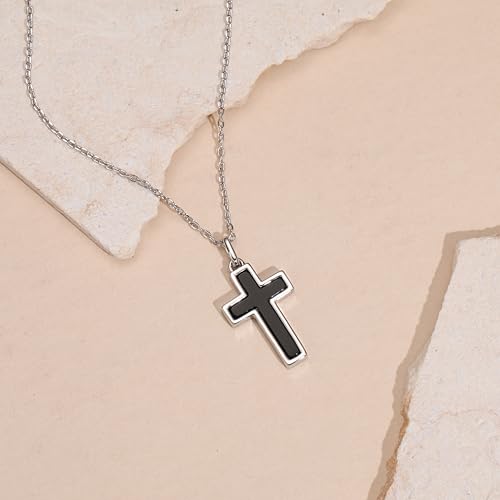 S.Leaf Cross Necklace for Women Gold Plated Cross Charm Necklaces for Women Dainty Opal Shell Choker Pendant Jewelry Necklaces for Women Religious Faith Christian Birthday Gifts for Women Mom Her Grandma Valentines Day Mother Day - color: Black_Silver