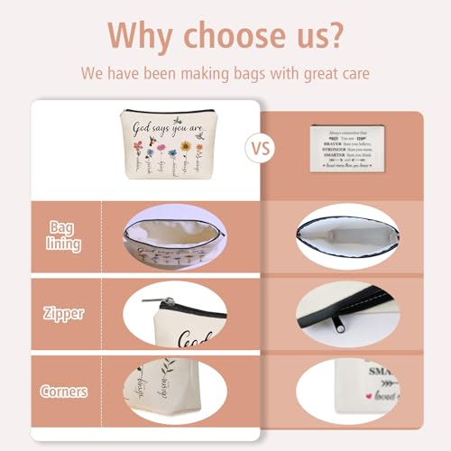 Christian Gifts for Women Girls, God Says You Are Bible Verse Makeup Bags. - style: God