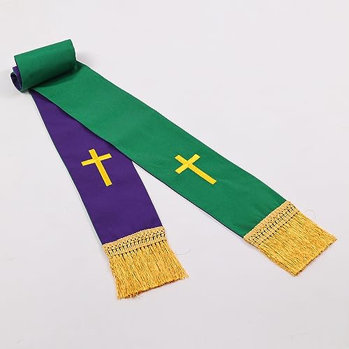 BLESSUME Church Clergy Pastor Reversible Stole - color: Green and Purple 2