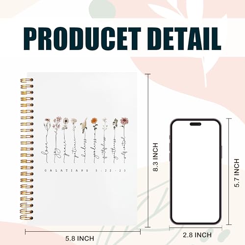White Christian Journaling Notebook, Galatians 5:22-23 Bible Notebooks for Note Taking, Scripture Journals for Writing, Prayer Journal for Woman, Religious Spiral Notebook 5.5x8.3 Inch - color: 5:22-23 white