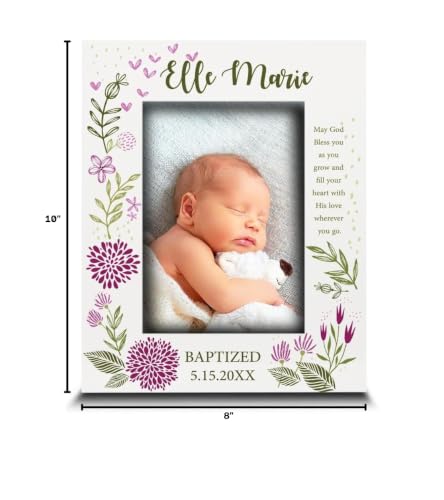 BELLA BUSTA-Personalize -Baptism, Dedication, Confirmation, First Communion Theme Picture Frame-Keepsake from Godparents, Friends, Family-UV Print Frame (Pink (5x7 Vertical)) - color: Pink (5x7 Vertical)