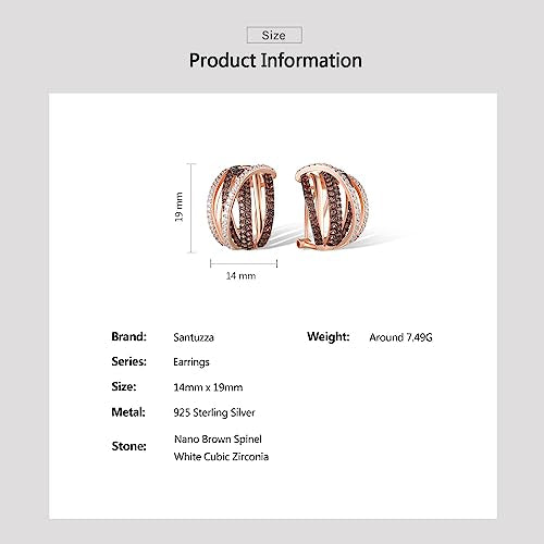 Santuzza 925 Sterling Silver Twisted Omega Back Earrings for Women - color: Rose gold-Parallel