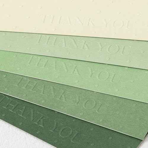 Crisky Embossed Dots Thank You Cards (25 Pack) with Envelopes & Stickers Thank You Greeting Notes Bulk for Birthday, Baby Shower,Bridal Shower, Wedding, Graduation Shade of Sage Green - size: 25 Pieces