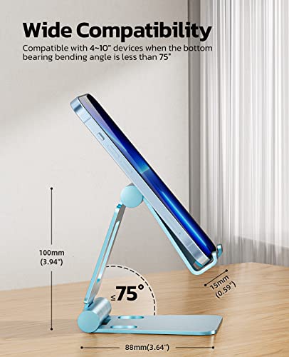 Nulaxy Full Aluminum Dual Folding Cell Phone Stand for Desk, Blue - color: F-Blue