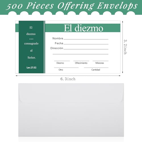 Woanger 500 Count Spanish Offering Envelopes Tithe Donation Tithes and Offering for Church Supplies(Stylish) - style: Stylish