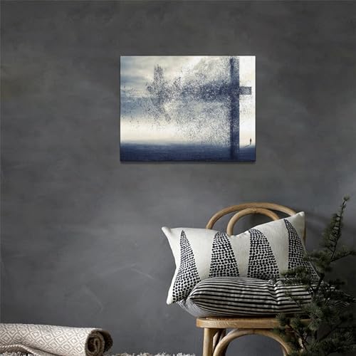 citari Large Christian Cross Wall Art Cross Dove Pictures Decor Religious Poster Canvas Painting Print Catholic Faith Modern Home Decor Artworks Framed Living Room Bathroom Bedroom Church 12''x16'' - color: Large Cross, size: 16"L x 12"W