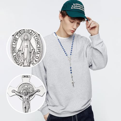 10 Pcs St Benedict Medals Cross Charms and Virgin Mary Rosary Centerpieces for Rosary Making Supplies,Medalla De La Virgen Milagrosa Catolica with Saint Benedict for Necklaces Pendant Rosary Kit - color: 10 Pcs St Cross