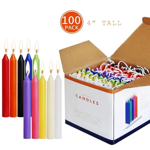HELLY Unscented 4" Mini Chime Ritual Spell Taper Candle - color: 4"100pcs-colored