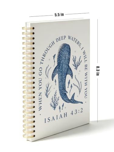 Whale Shark Bible Journal Notebook,Christian Gift for Women Girls - color: isaiah 43:2