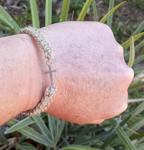 Cross Hemp Bracelet - color: Tan Brown