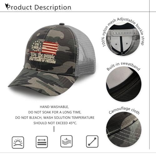 U.S. 250th Anniversary 250 Years Freedoms 1776-2026 Baseball Hats Funny - color: U.s. 250th Anniversary 250 Years Freedoms 1776-20263