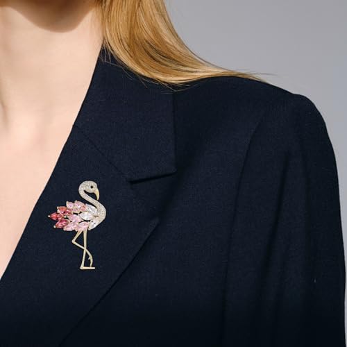 Enamel Brooch Pin For Women Men, Vintage American Flag Crystal Lapel Pin, Christmas Brooch Suit Dress Clips Accessory Gift - style: 5-2pcs Flamingo