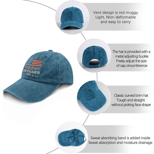 250th Anniversary 250 Years Freedoms Baseball Hat Running Embroidered Cap for - color: Cyan