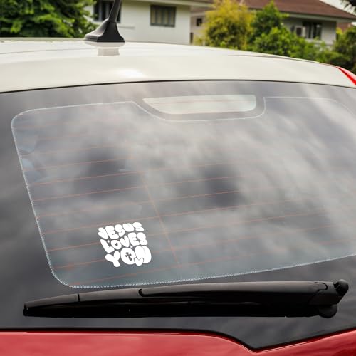 Jesus Loves You Christian Cross Vinyl Decal, Christ Religious Sign for Car Bumper Truck Water Bottles Tumbler RV Vans SUV Window Laptop Jeep Trucks Cars, Inspirational Faith Gift Idea (5.3 x 4.4 in) - style: Jesus Loves You