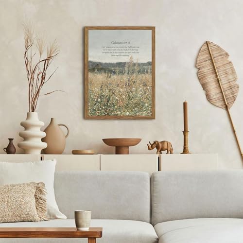 Vintage Christian Wall Art Wildflower Meadow Bible Verse Prints 12x16 Inch - color: meadow, size: 16"L x 12"W