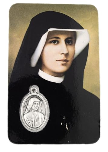 Holy Prayer Card with Built-In Medal Pendant | Great Variety | Great Christian Gift for First Communion and Confirmation (Divine Mercy and Saint Faustina Prayer Card with Medal) - color: Divine Mercy and Saint Faustina Prayer Card with Medal