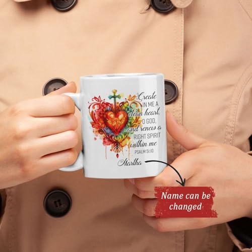 Colorful Heart And Cross Design Cup, Custom Name Inspiring Christian Mug, Personalized Religious Cup 11oz 15oz, Gift For Family Member, Customized Christian Bible Verse Coffee Mug - color: HOA-624-2168-RIGHT SPIRIT WITHIN ME MUG