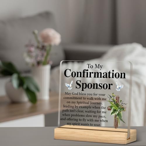 Confirmation Sponsor Gifts, Christian Baptism Acrylic Desk Sign - color: M60A09