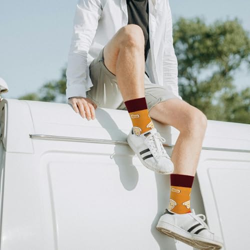 Jeasona Mens Socks Funny Fun Crazy Dress Crew Colorful Gifts for Men - color: Multicolored Food 1201a 12 Pairs