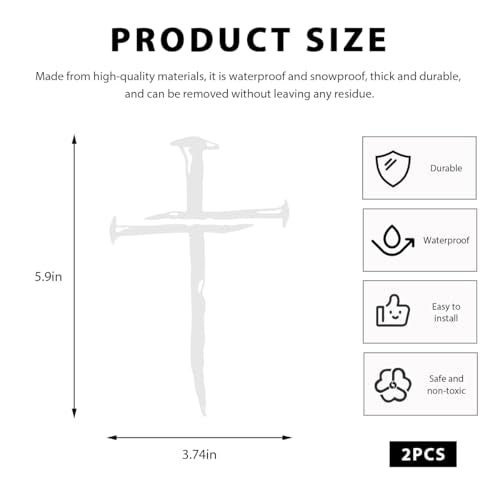 DXNQ 2PCS Car Cross of Nails Sticker, Bumper Christian Sign Cross with Nails Decal, Removable Waterproof Sticker for Car Truck Window Motorcycle Helmet Laptop, Car Accessories (White) - color: White, 2pcs