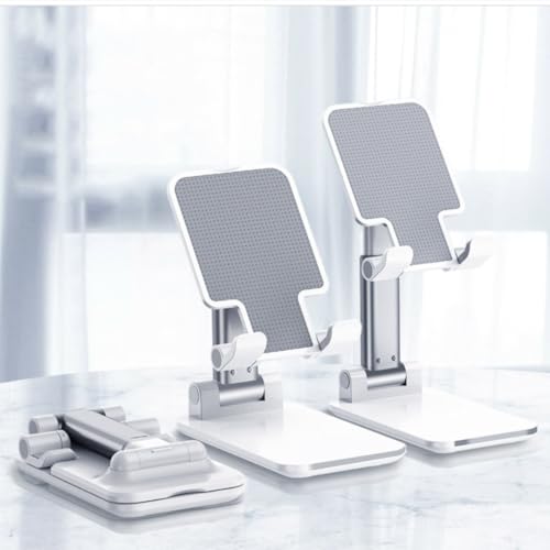 Adjustable Cell Phone Stand – Foldable Desk Phone Holder for iPhone 16 15 14 13 12 11 Pro Max, Galaxy S25 S24, All Smartphones, Portable Office & Home Accessory (Silver) - color: Silver