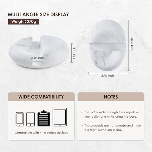 Artificial Marble Cell Phone Stand for Desk Handcraft Pebble Shape Minimalist Decor for Desk Kitchen Counter Office Easy of Use Sturdy and Stable(Milk White) - color: milk white stone