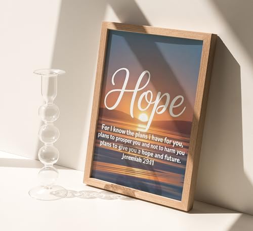 Wood Framed Bible Verse Christian Canvas Wall Art Faith Hope Love Inspirational Quotes Pictures Sunrise Sunset Mountains Posters Jeremiah John Psalm Scripture Print Artwork for Living Room Office - color: Bible Verse -Framed, size: 24L''X16W''