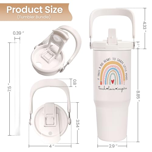Teacher Appreciation Gifts, Teacher Tumbler 30oz, Stainless Steel Insulated Tumblers Coffee Travel Cup with Handle & Flip Straw, Best Teachers Gifts from Student for Birthday Christmas Graduation - color: Teacher 2
