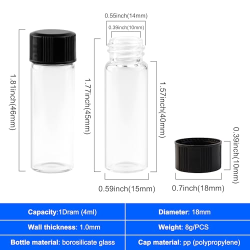 4ml Glass Vials with Screw Caps Small Sample Vials with Lids 20PCS - style: 4ml-20pcs