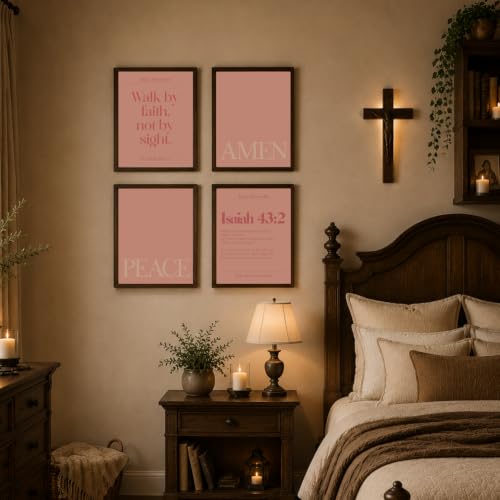 WEFKODO Pink Christian Bible Verse Motivational Wall Art 8x10 Unframed - color: white-bible3