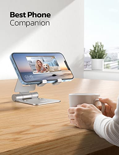 Nulaxy 2 Pack Aluminum Dual Folding Cell Phone Stanr for Desk, Silver - color: E-Silver