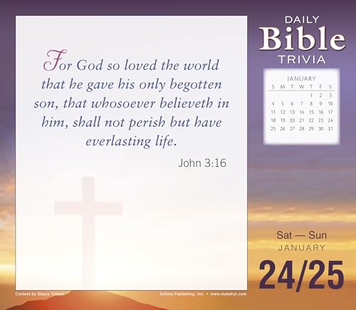Bible Trivia 2026 Daily Desk Calendar: Boxed Page-a-Day Christian Quiz Calendar with Daily Scripture Facts, Bible Challenges & Faith-Based Fun - color: Bible Trivia