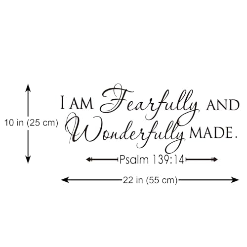 I AM Fearfully and Wonderfully Made Psalm 139:14 Vinyl Wall Decal Bible Scripture Inspirational Quotes Wall Art Religious Décor