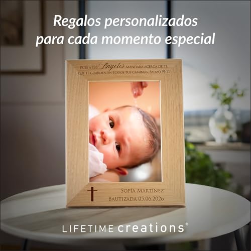 Lifetime Creations Marco de Foto Personalizado para Bautizo – Regalo de Bautismo Grabado para Niño o Niña, Recuerdo de Bautizo, Marco de Madera de Aliso con Grabado (Foto 5x7 Vertical) - color: Personalizado - Bautizo (en Español), size: 5" x 7" Portrait