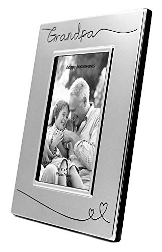 Haysom Interiors Beautiful Two Tone Silver Plated Grandpa 4" x 6" Picture Frame with Black Velvet | Unique and Thoughtful Gift Idea by Happy Homewares - size: Grandpa