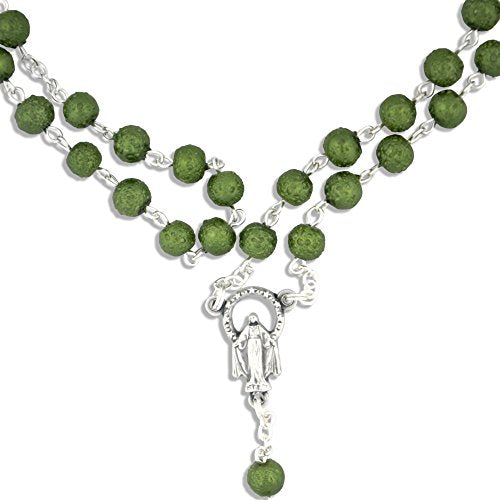 Vatican Imports 6mm Simple and Colorful Rosary | 12 Bright Colors | Unique Textured Beads Christian Jewelry - color: Green