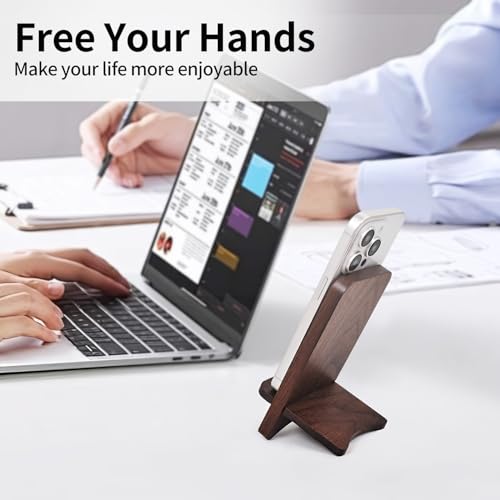 Cell Phone Stands, Desktop Stand, Luxury Nature Wood Simple Phone Stand, Compatible with iPhone & All Cell Phones, Ultra-Stable, Portable & Non-Slip Design, 2 Pieces, Walnut - color: Walnut