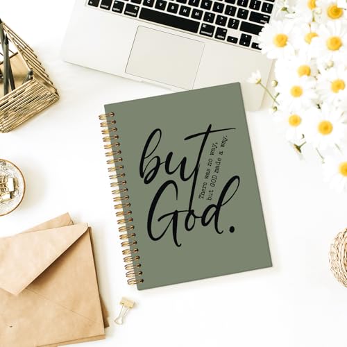 Wheatwin Bible Notebook, But God Christian Notebook Journal, Christian Gifts for Men Women, Inspirational Christian Hardcover Spiral Notebook 5.5x8.3 - Green - color: But god - Green