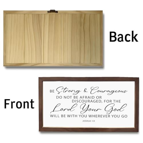 Be Strong & Courageous Wall Decor, Joshua 1:9, Christian Decor, Scripture Wall Art, Bible Verse Porch Decors, Christian Decoration for Home, Farmhouse Wood Framed Sign - color: Joshua 1:9