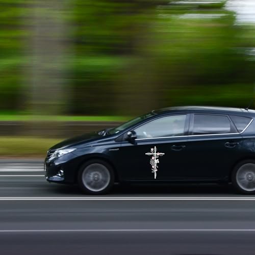 Floral Christian Cross Car Decal for Women - color: Floral Cross Decal