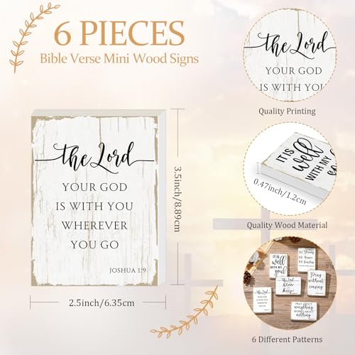 Maitys 6 Pcs Bible Verse Mini Wood Signs Religious Sign, Classical Style - style: Classical Style