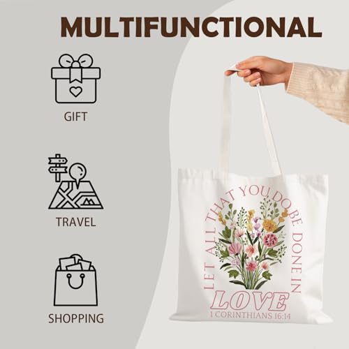 FBB Christian What's the Best that Could Happen Inspirational Tote Bag - color: Corinthians 16:14