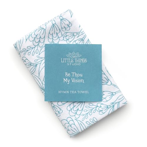 Little Things Studio Tea Towel - Be Thou My Vision, Soft Teal Blue, 20 x 24 - color: Be Thou My Vision – Soft Teal Blue