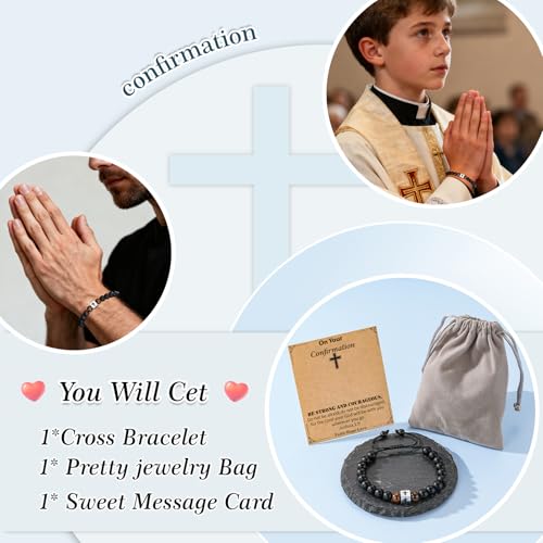 Cross Bracelet Beads Christian Bracelet for Boys Birthday Religion Gifts - style: Confirmation