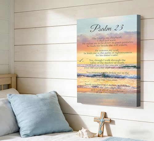 Psalm 23 Bible Verse Christian Scripture Canvas Wall Art 16x24 Inch - color: Psalm 23, size: 24"L x 16"W