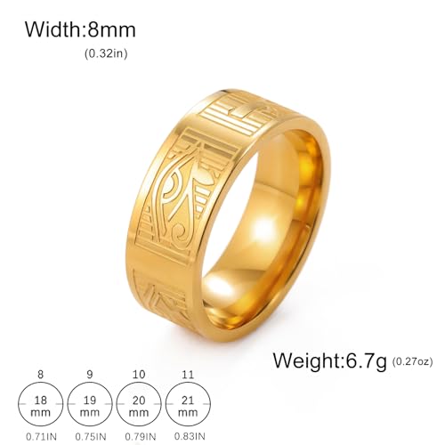 VASSAGO Stainless Steel Ancient Egyptian Ring for Men Women - color: gold, size: 10