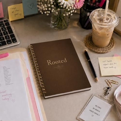 IORAFOUDUO Christian Journal for Women, Minimalist Brown Spiral Notebook - color: Rooted
