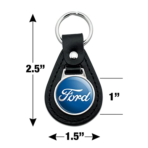 GRAPHICS & MORE Black Leather Ford Classic Script Logo Keychain
