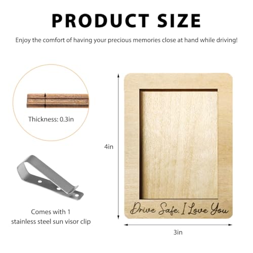 Car Visor Picture Frame, Wooden Photo Frame Automotive Sun Visor Clips for Family Members, Drive Safe Vehicle Personalized Decor Hanging Photo Holder for Fathers Day Gift (I Love You) - color: I Love You